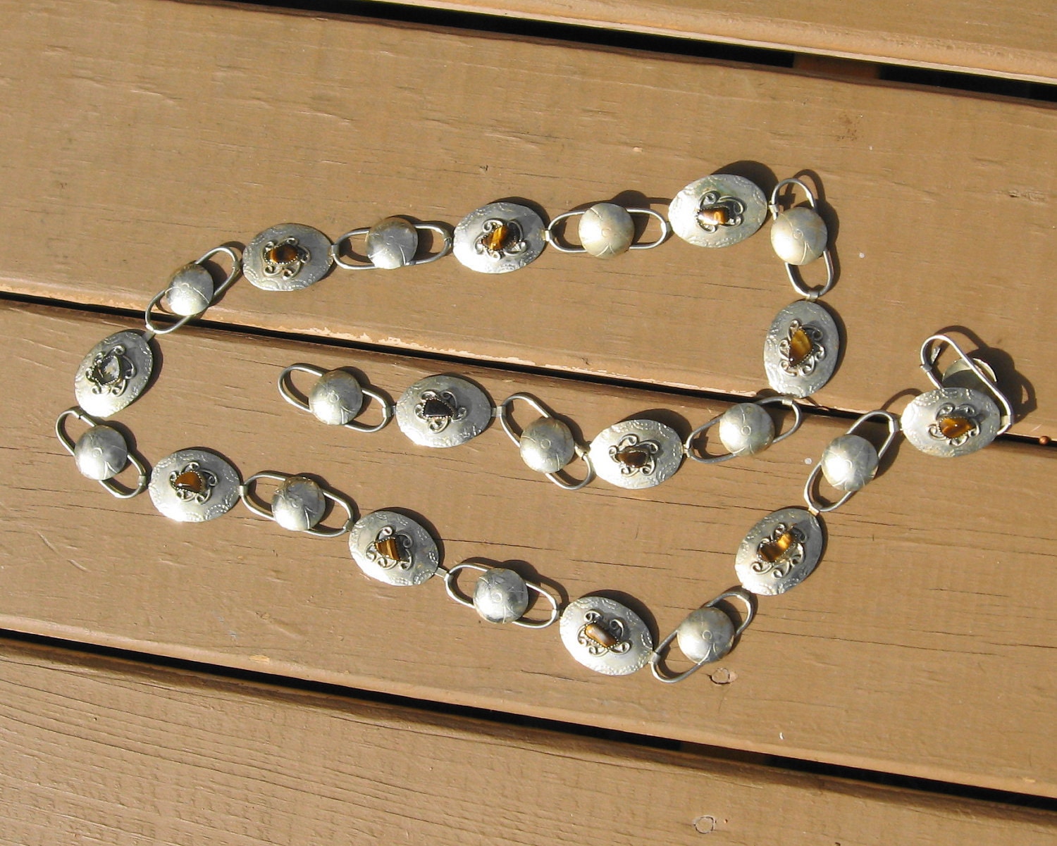 concho belt nickel w tigers eye