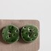 handmade ceramic buttons. dotted, medium, round, bottle green. unique handcrafted needlecraft supplies. set of 2.