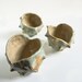 SECONDS SALE, 25% off, chestnut bowl, stoneware sculptural dish, cedar green and beige, handbuilt pottery by karoArt ceramics, Ireland