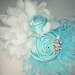 Aqua Baby Flower Headband, Rosette Headband, Wedding, Children, Photo Prop, Toddler / Aqua Rosette and White Flower