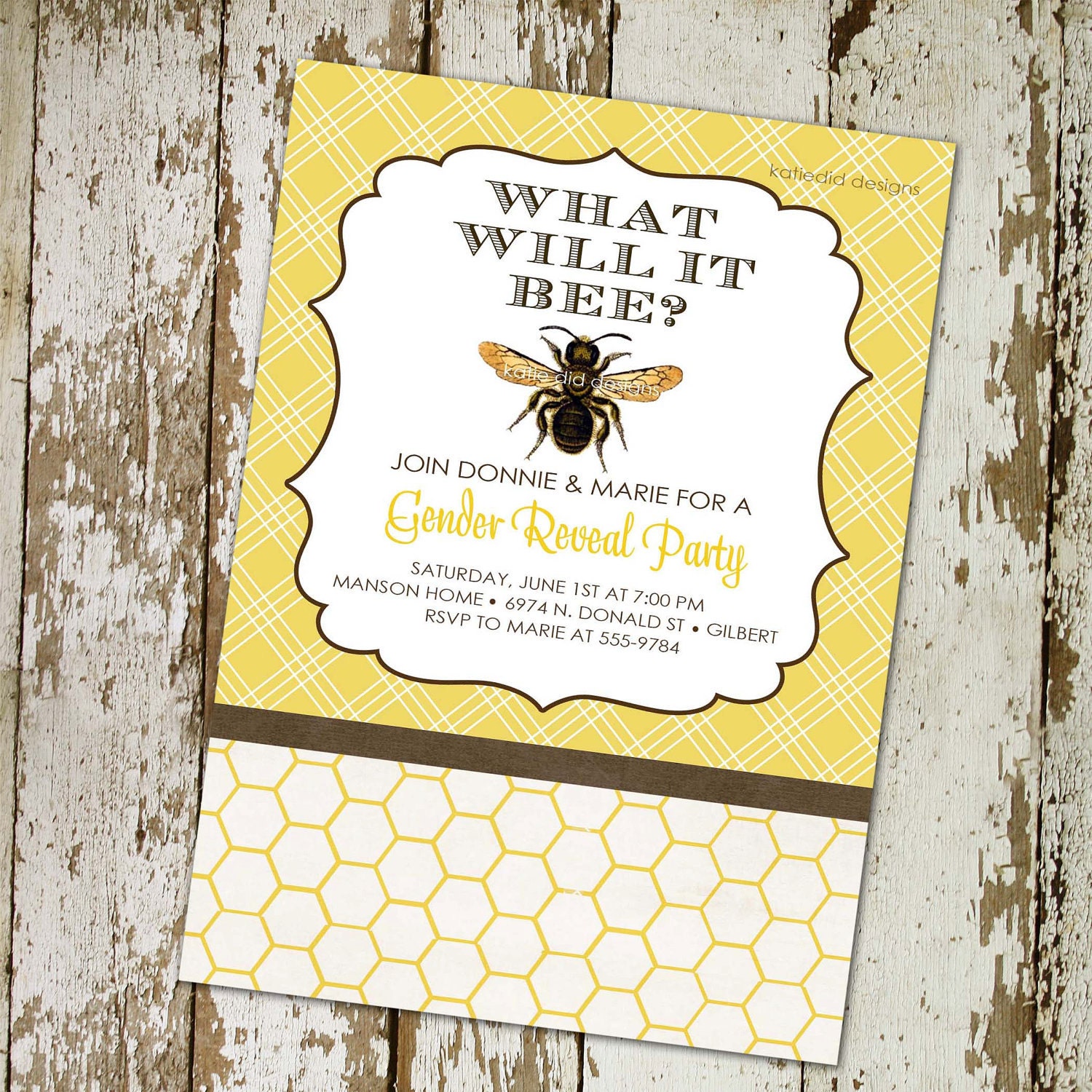 gender reveal party invitation or baby shower invitation, bee, What will it BEE, DIY PRINTABLE (item 1439)