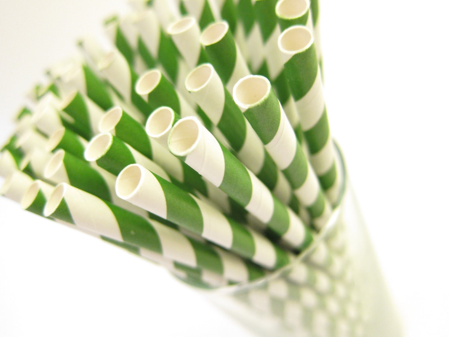 25 Hunter Green striped Paper Straws AND Digital DIY straw tags (your color choice), Party Striped Straws