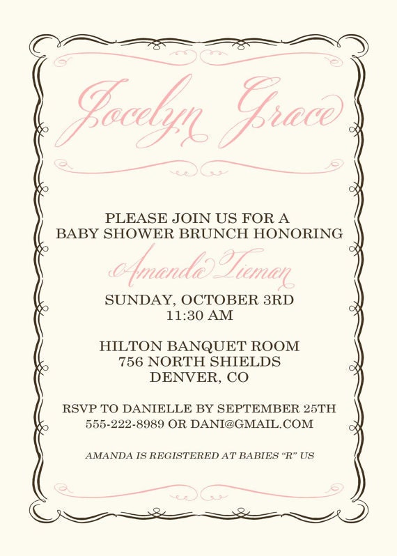 baby shower invitations gender neutral, scrolls any color, digital, printable file (item 1422)