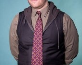 The Stained Glass Tie: Red, Purple and Gold Silk Necktie with Champagne Swarovski Rhinestones