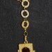 Steampunk gold book locket key red gem necklace