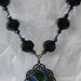 Dragonfly irridescent blue green glass black beads irridescent beads
