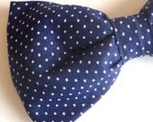 Boy's Navy Blue Pin Dot Bow tie and matching Supenders - clip on