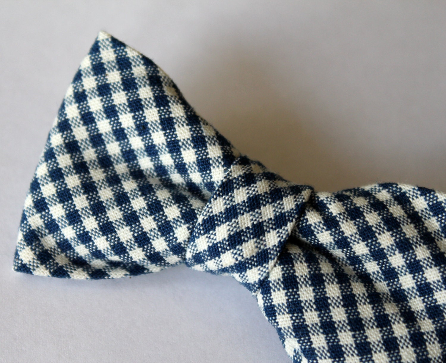 Navy Gingham Bow Tie for boys - clip on