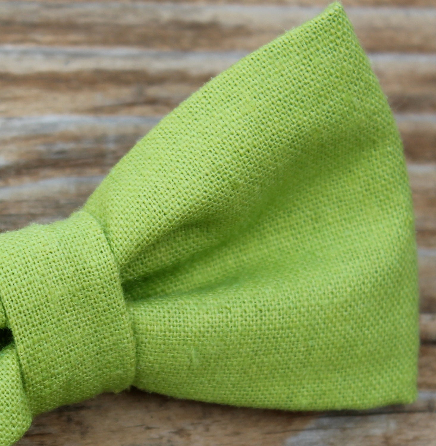 Boy's Solid Green Linen Clip on Bow tie