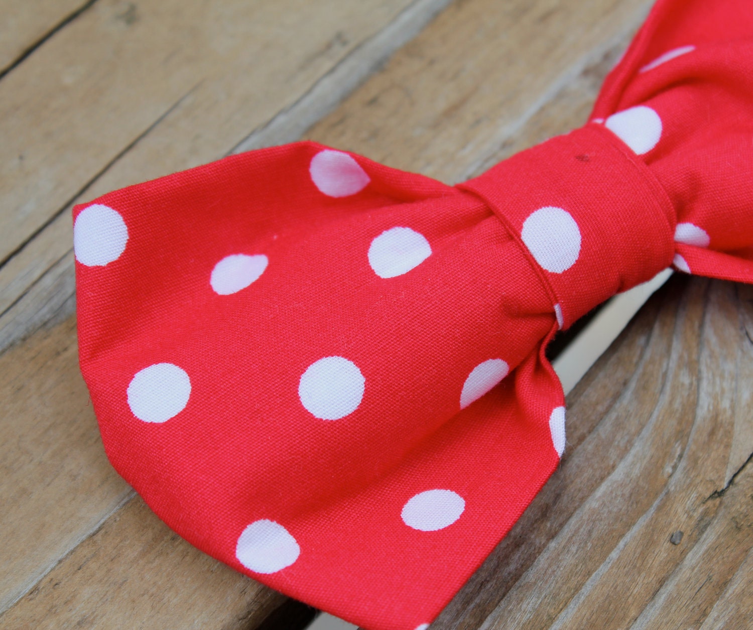 Men's Big Red Polka Dot bow tie - Clip on