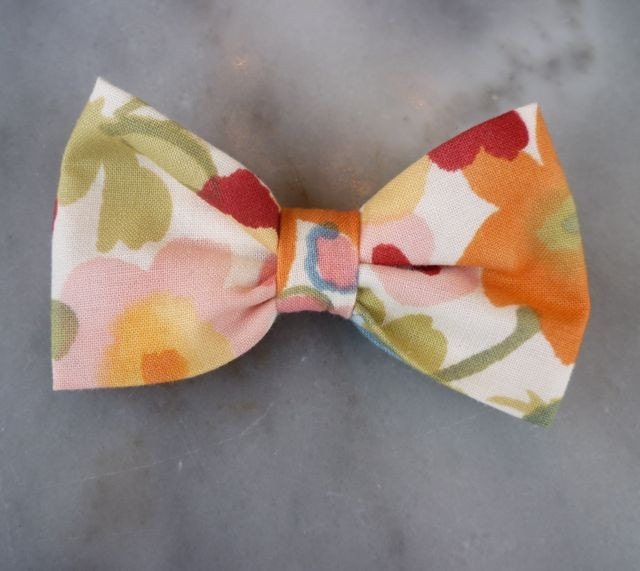 Boy's bright spring floral bow tie - clip on