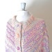 80s Ribbon Detail Cardigan Sweater / Mohair or Wool / Ribbon Weaving / 52" Bust