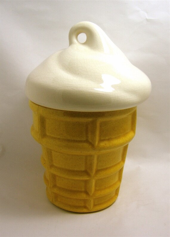 Ceramic Ice Cream Cone Cookie Jar Item is Reserved by QuietRainz