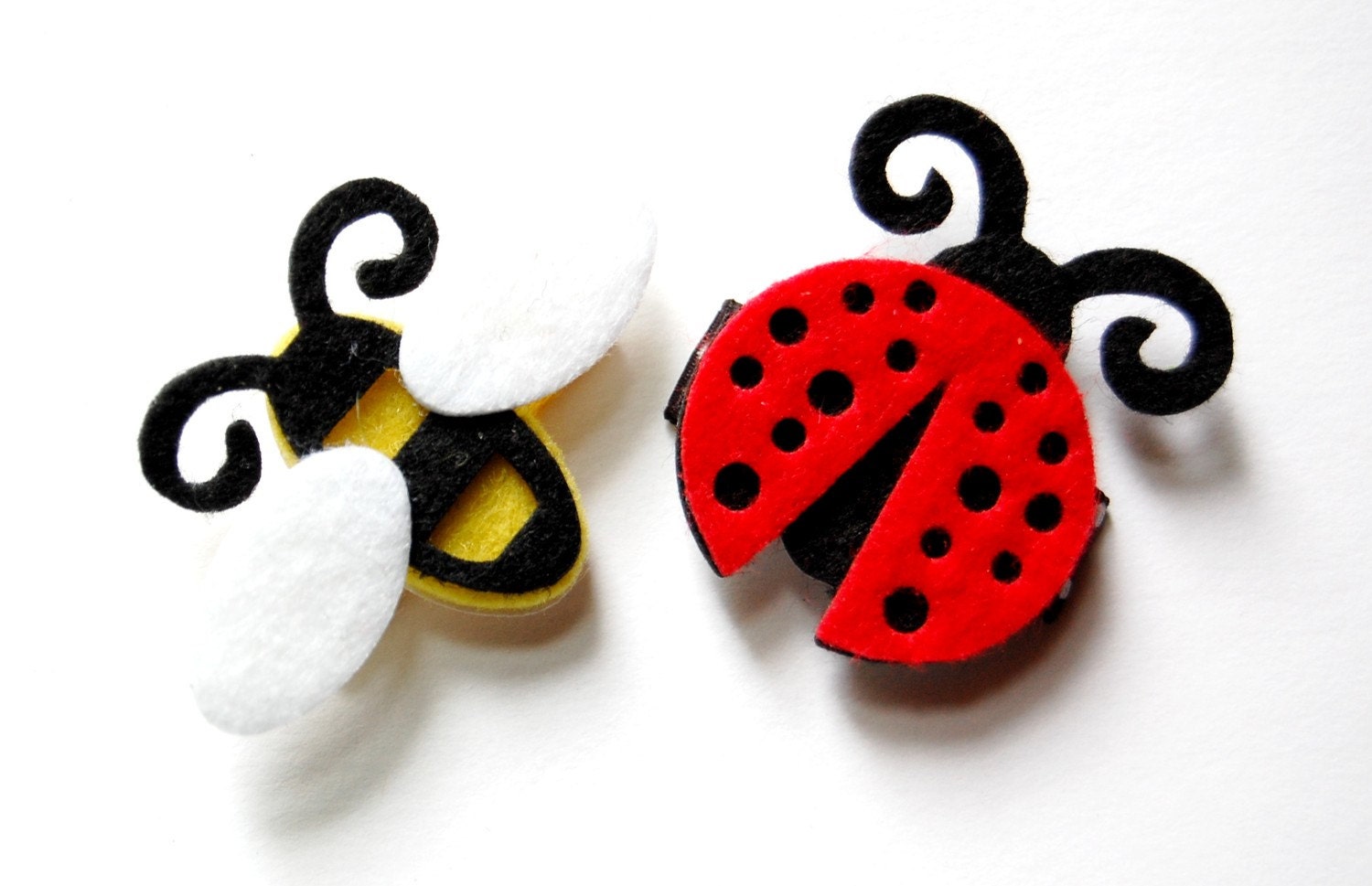 Baby Hair Clips - Felt Hair Clips - Baby Hair Snaps - Ladybug and Bumblebee Felt Baby Hair Snaps Set set of 2