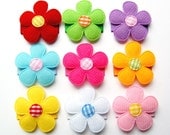 Baby Hair Snaps, Baby Hair Clips, Infant Hair Clips - Ultimate Colorful Felt Flower Baby Hair Snaps- Set of 9