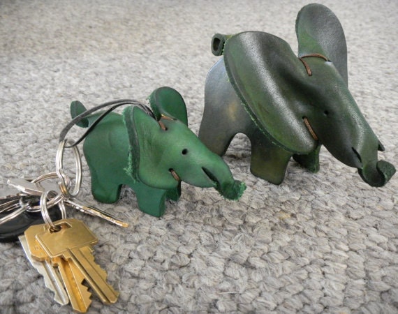 Handmade Leather Toy Elephants- 2 1/4" tall