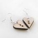 Wooden earrings, heart button earrings, button jewelry vintage, valentines day