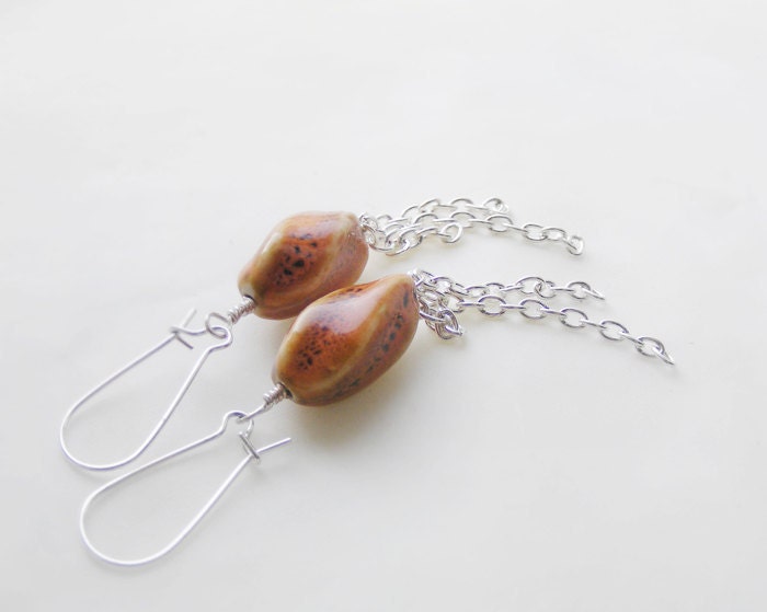 Long chain earrings, ceramic earring, handmade ceramic jewelry, clay earrings, ceramic jewelery