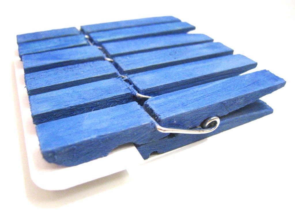 Clothespins painted in Ocean Blue - Set of 6 - Medium Il_570xn