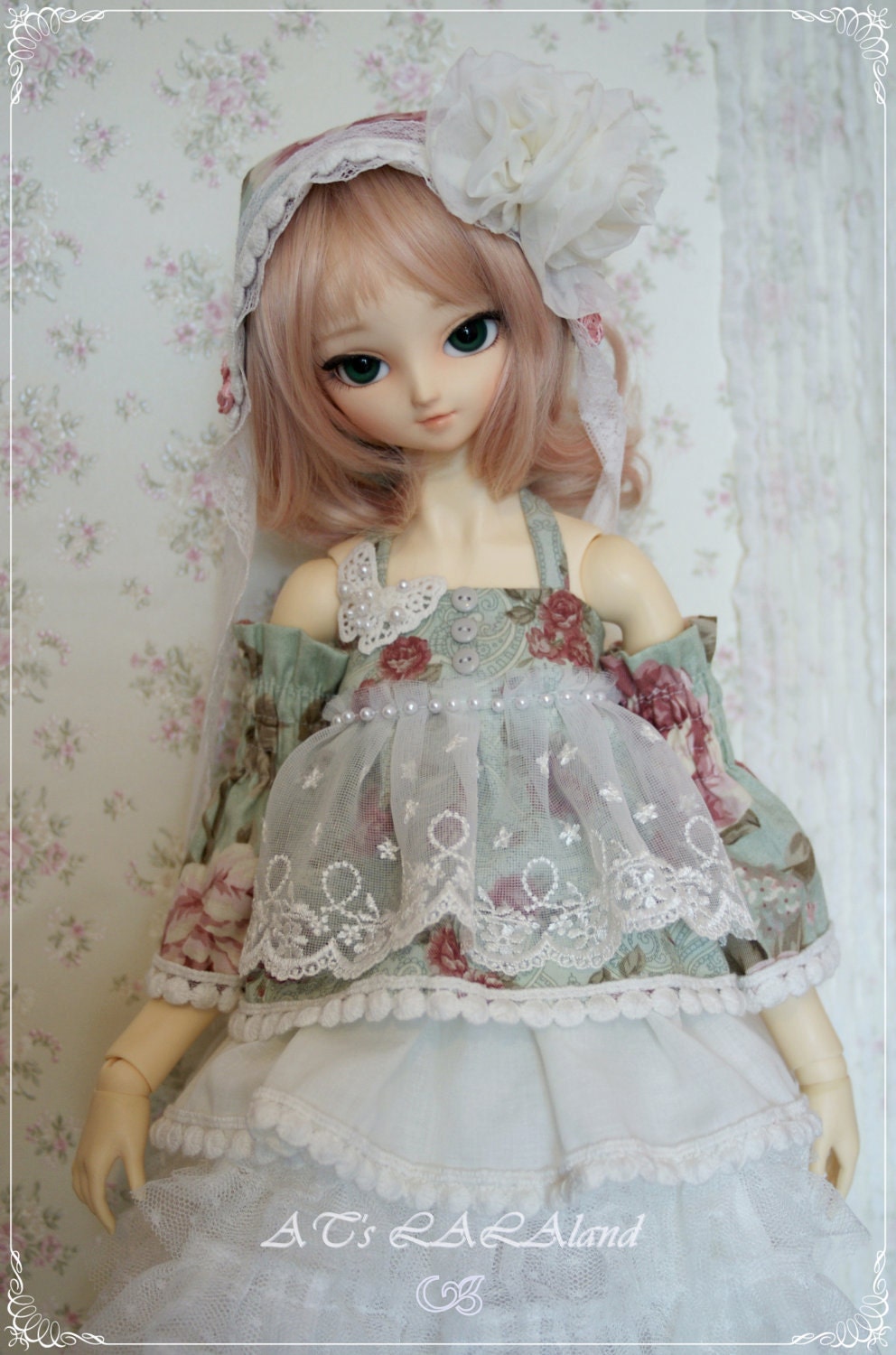 Flower Kiss, ooak dress set, SD size, 1/3