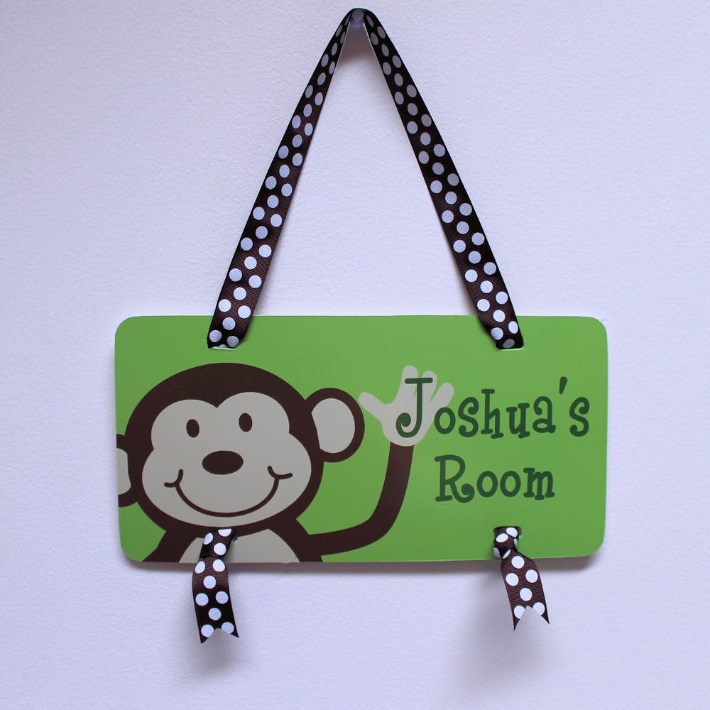 Monkey Jungle Safari Childrens Door Sign Wall Art Decor