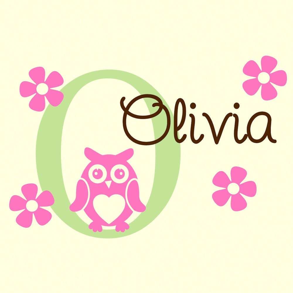 Owl & Flower Personalized Monogram Name
