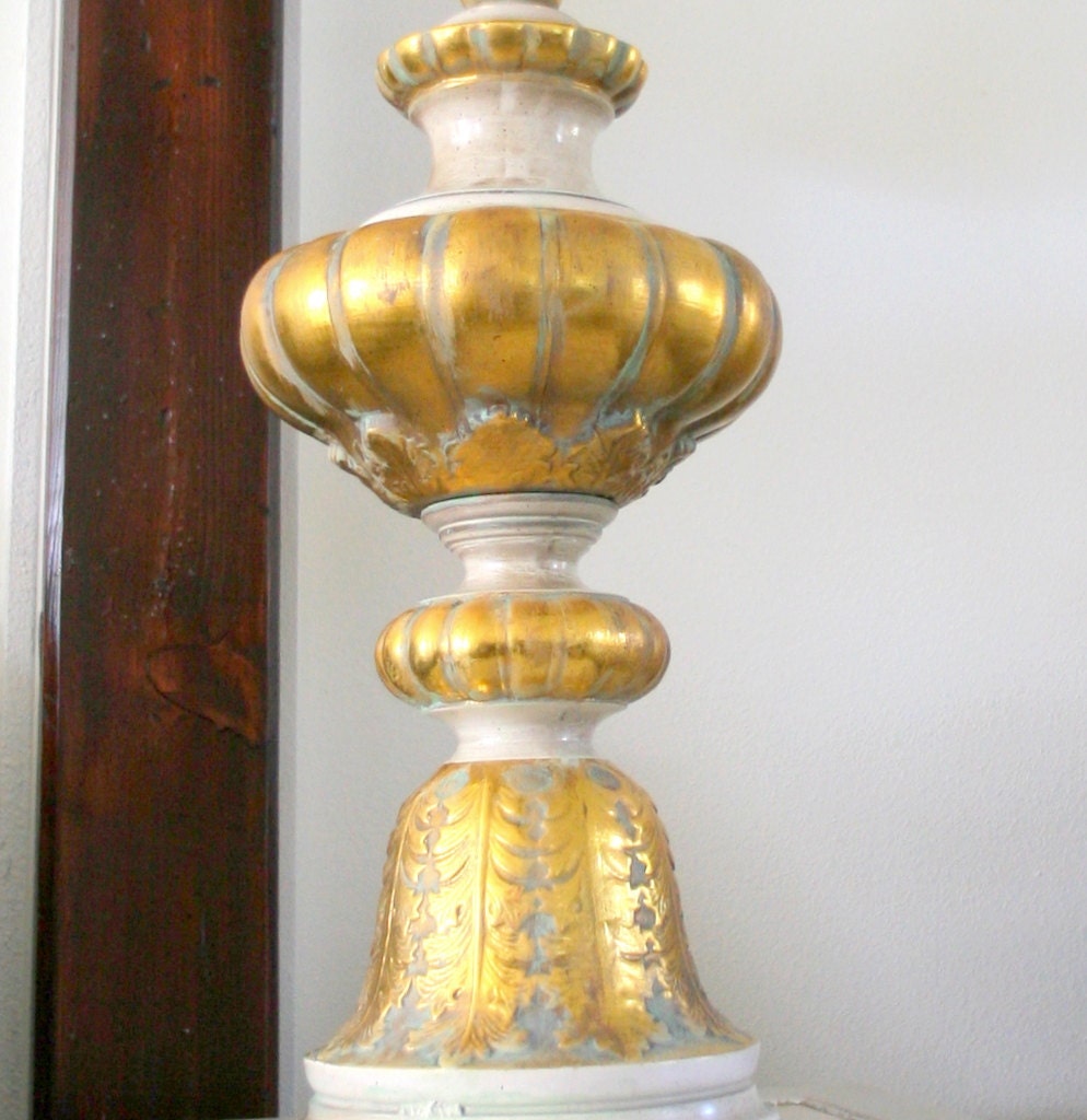 Vintage Lamp Gold Glam with New Silk Shade