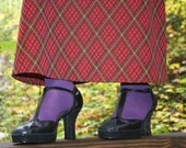 Easter Sale....Plaid Pity Party....................VINTAGE RED Long Maxi SKIRT