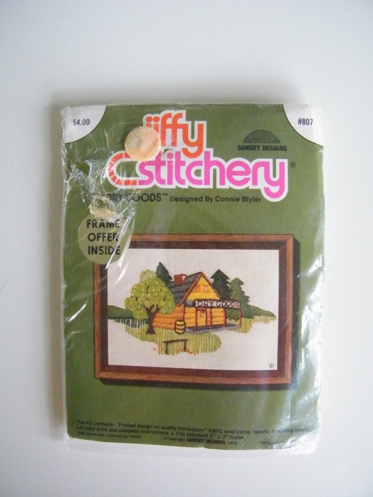 Vintage 1975 Cross Stitch Pattern / Unopened / Little House in the Woods