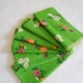 Vintage 1960s Cloth Napkins / Green Flowers / Set of 6