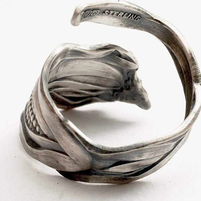 Ode to Corn, Sterling Silver Spoon Ring, Made in YOUR Size (811)