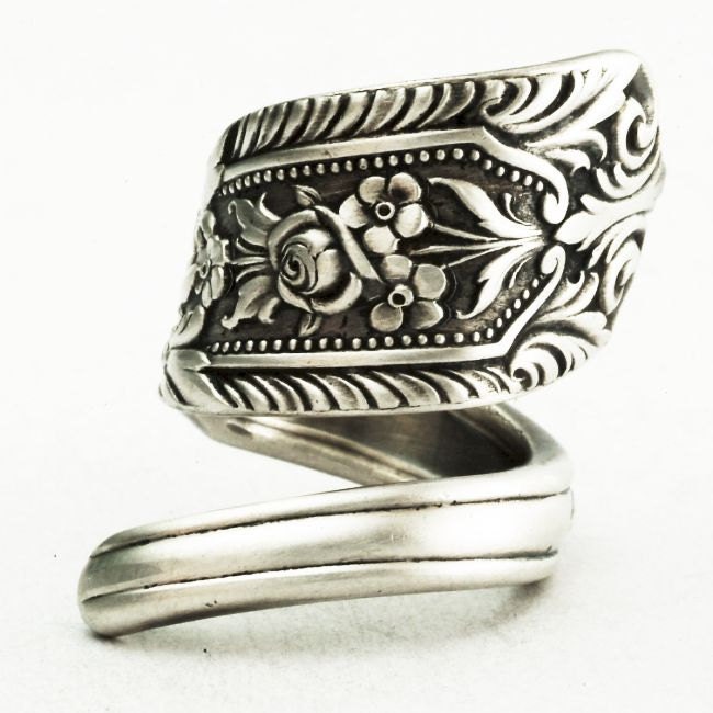 Victorian Floral Sterling Silver Vintage Spoon Ring, Handcrafted in YOUR Size (2251)