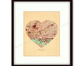 London Vintage Map Art PRINT 8 x 10 City Map Heart Decor - Archival Print No.P224 - As seen on Apartment Therapy