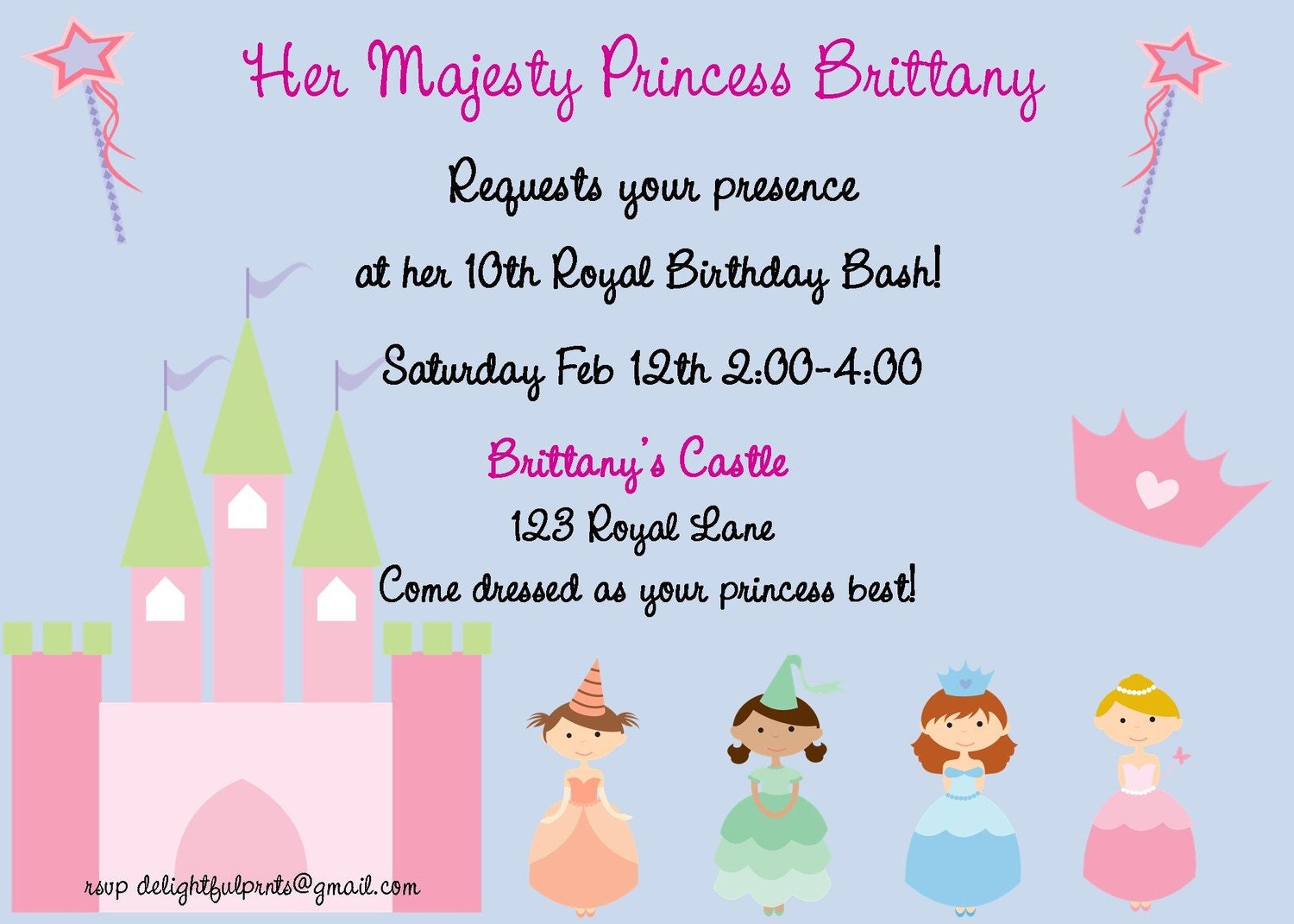 Pretty Princess birthday invitation...DIY you print custom photo card by delightfulprints Il_570xn