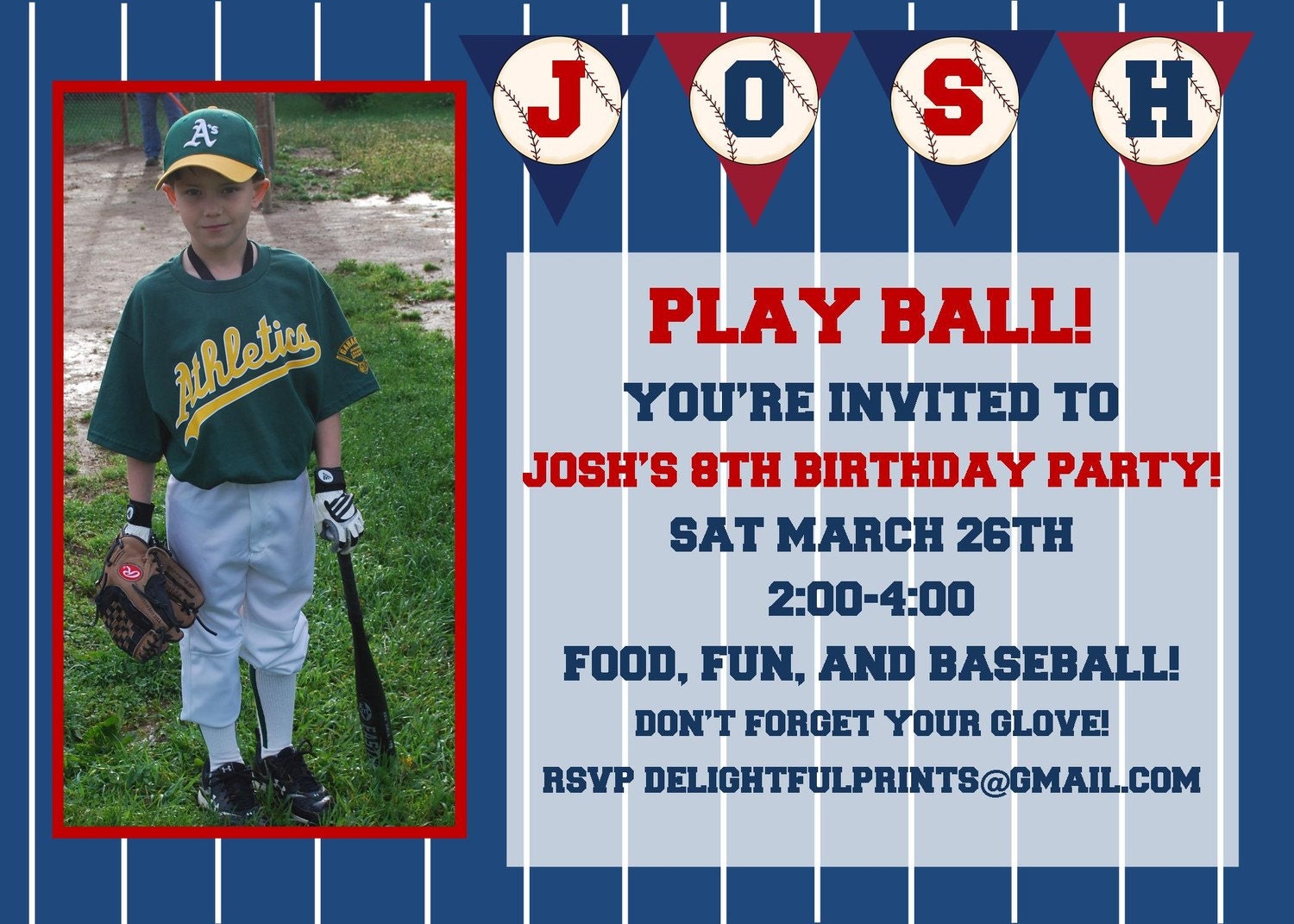 Baseball birthday invitation any color...DIY you print custom photo card by delightfulprints Il_570xn