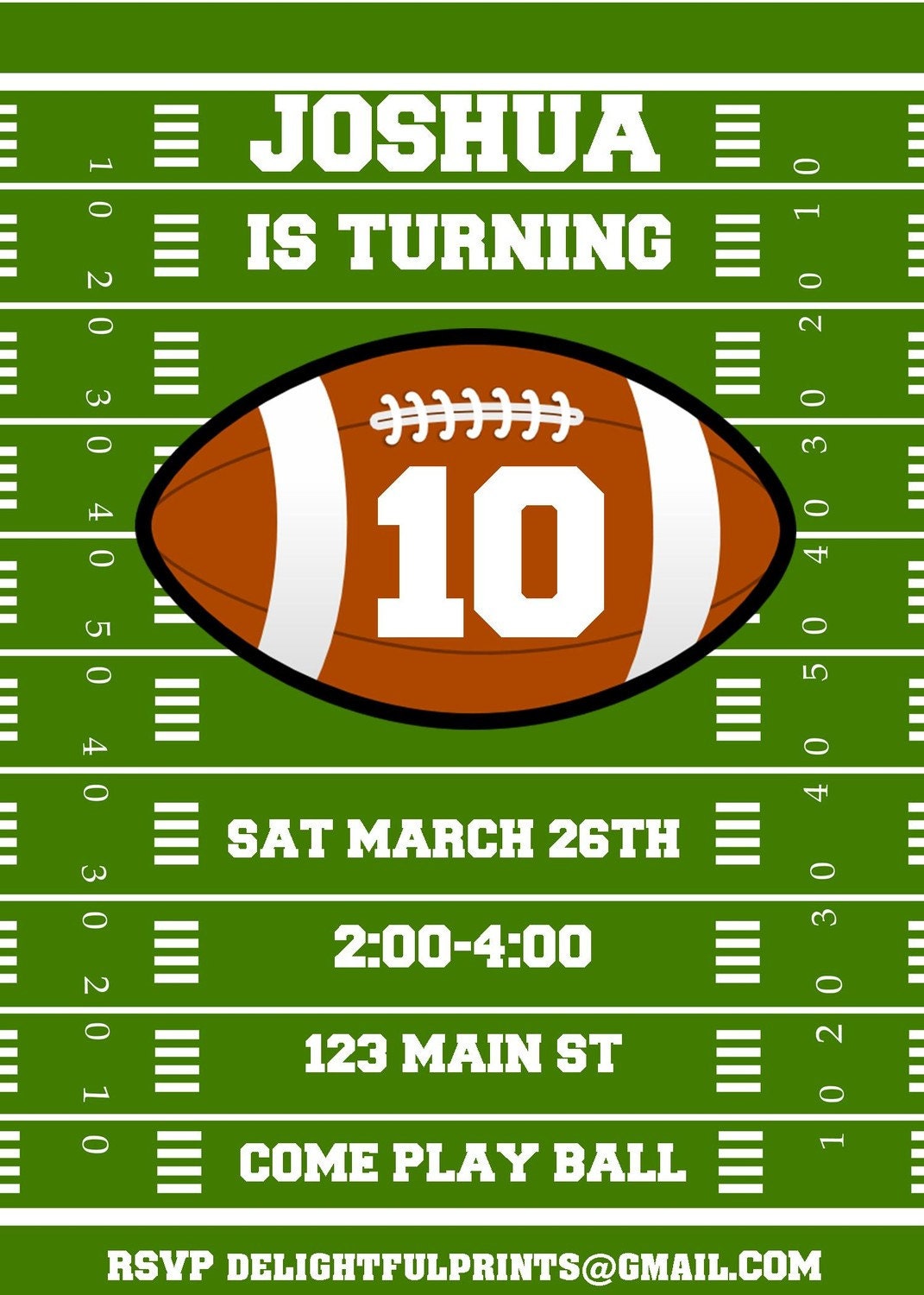 Football field birthday or shower invitation...DIY you print custom photo card by delightfulprints Il_570xn