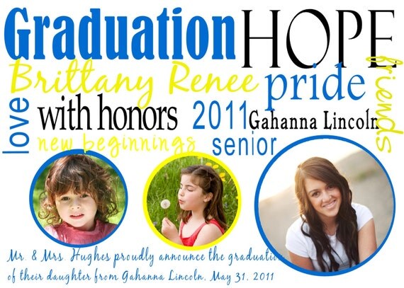 Subway art Graduation announcement or invitation Your school colors...DIY you print custom photo card by delightfulprints Il_570xn
