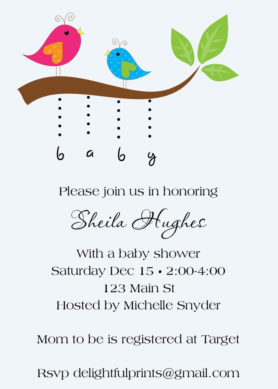 Baby birds shower invitation boy/girl you print custom digital photo card by delightfulprints Il_570xn
