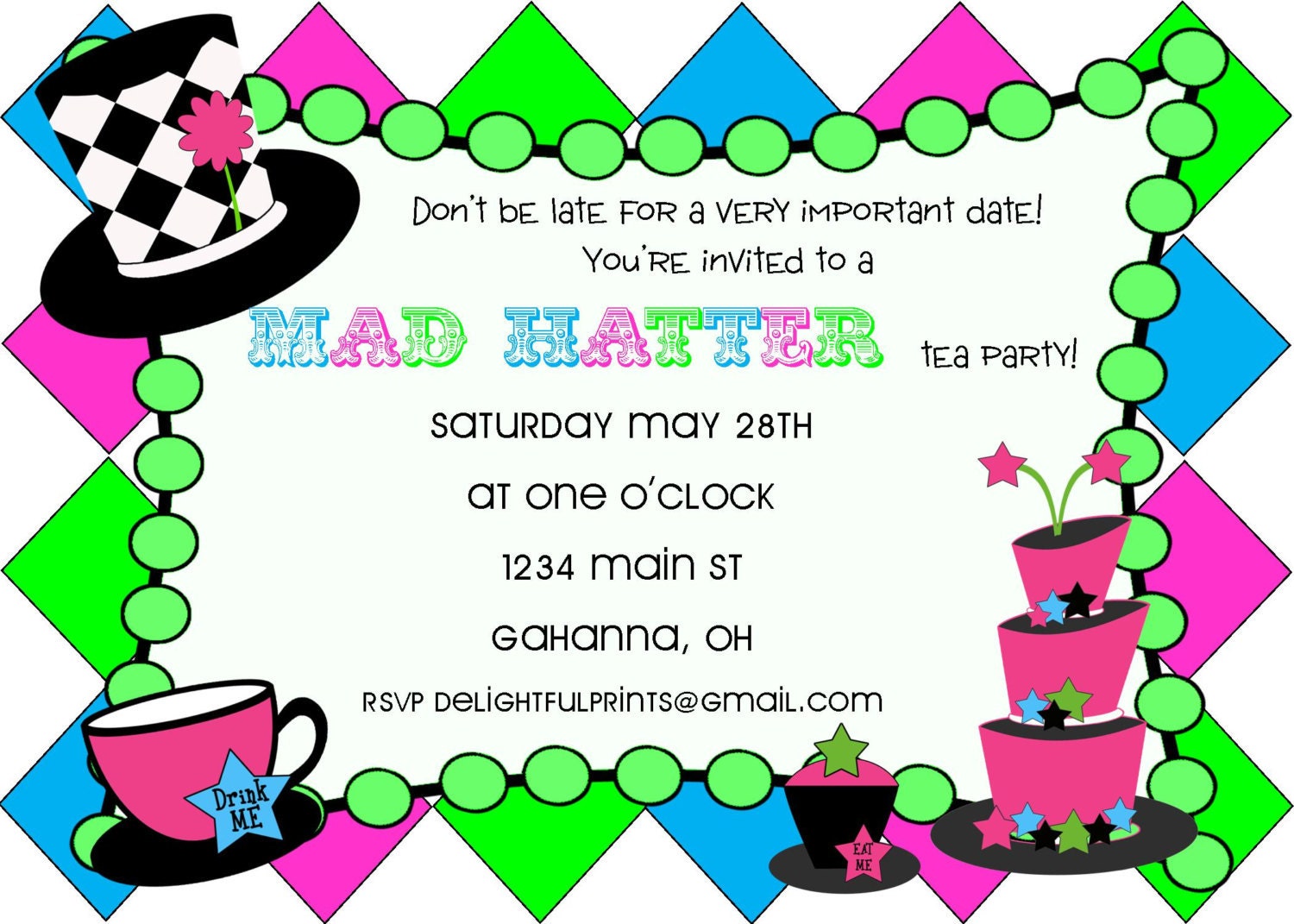 Mad Hatter tea party birthday or baby shower invitation...DIY you print custom photo card by delightfulprints Il_570xn