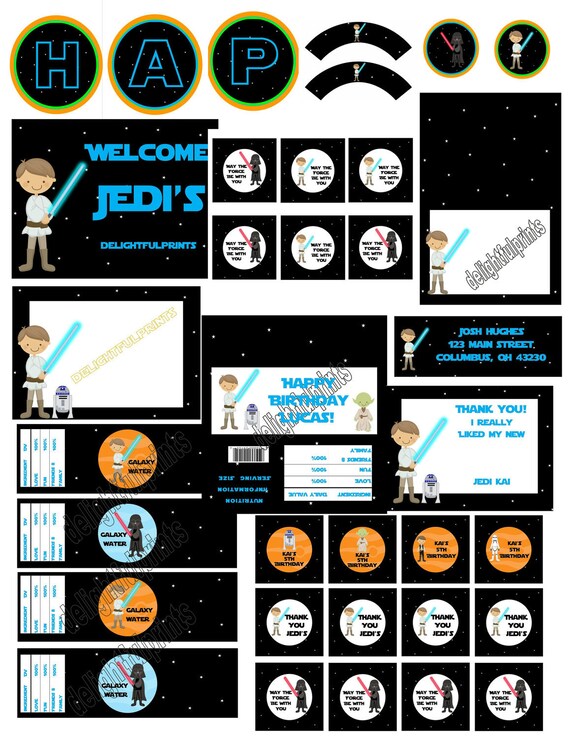 Star Wars party inspired complete party package printable with personalization by delightfulprints Il_570xn