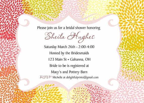 Bloom flowers elegant bridal shower invitation...DIY you print custom photo card by delightfulprints Il_570xn