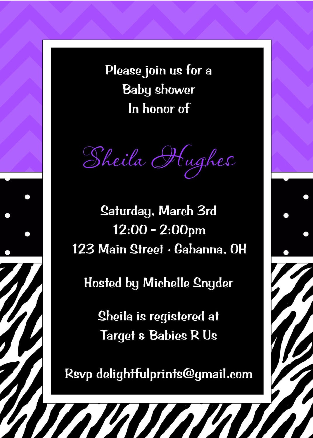 Chevron zebra baby shower you print custom digital photo card by delightfulprints Il_570xn