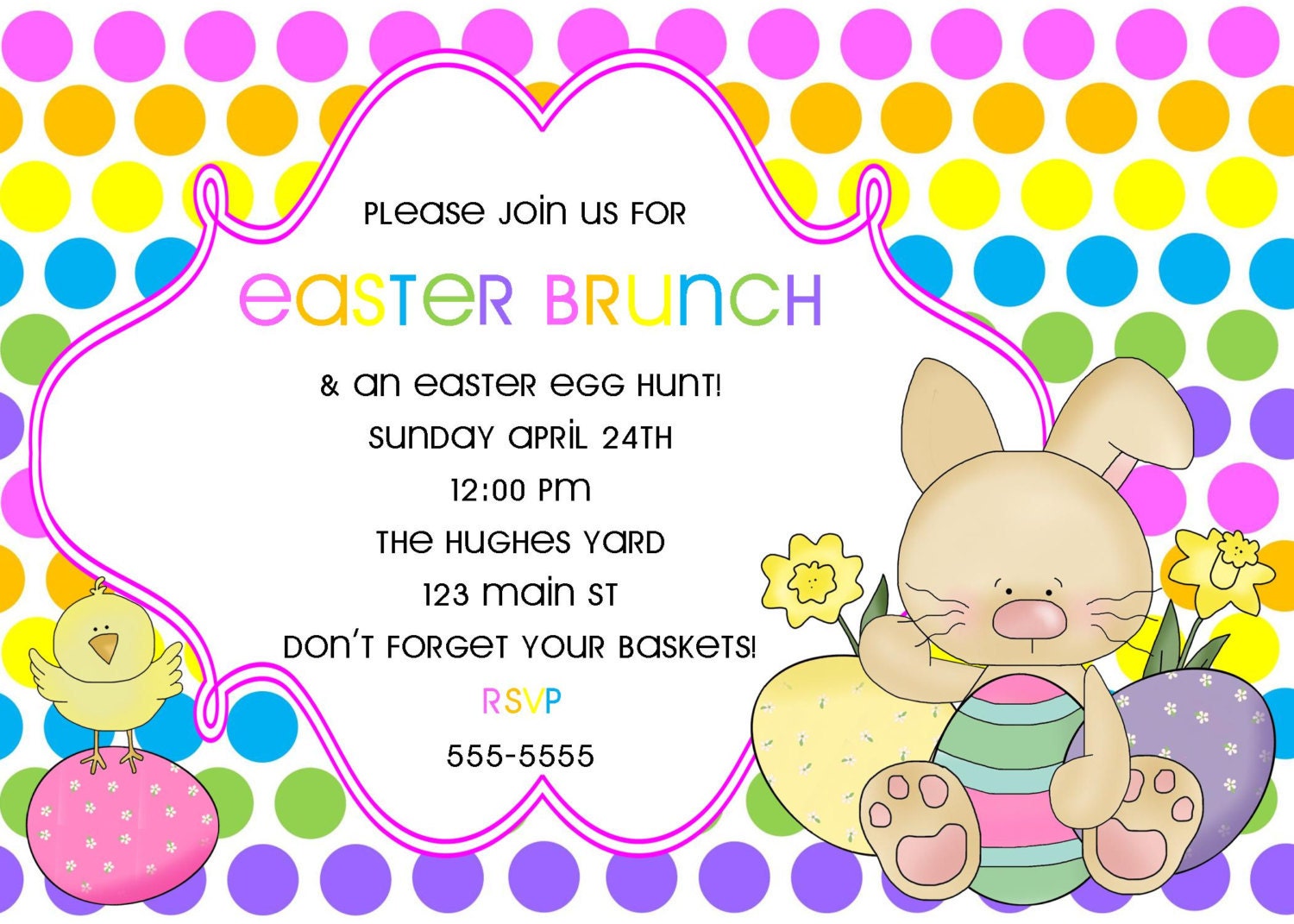Easter brunch & egg hunt invite...DIY you print custom photo card by delightfulprints Il_570xn