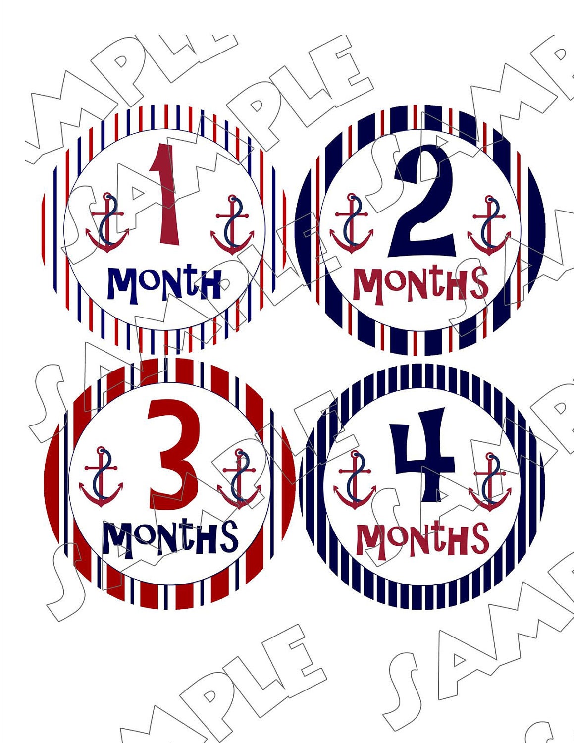 Sailboat Nautical Monthly Onesie Stickers ..... printed... peel, stick, click with FREE just born sticker