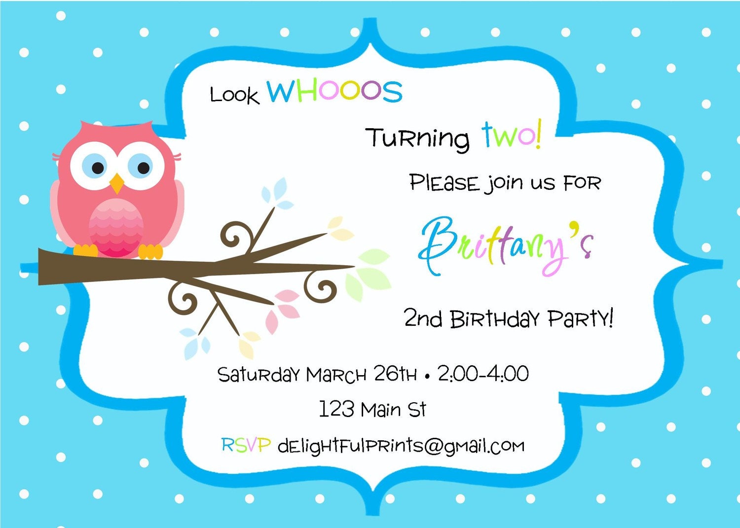 Owl whoo birthday invitation...DIY you print custom photo card by delightfulprints