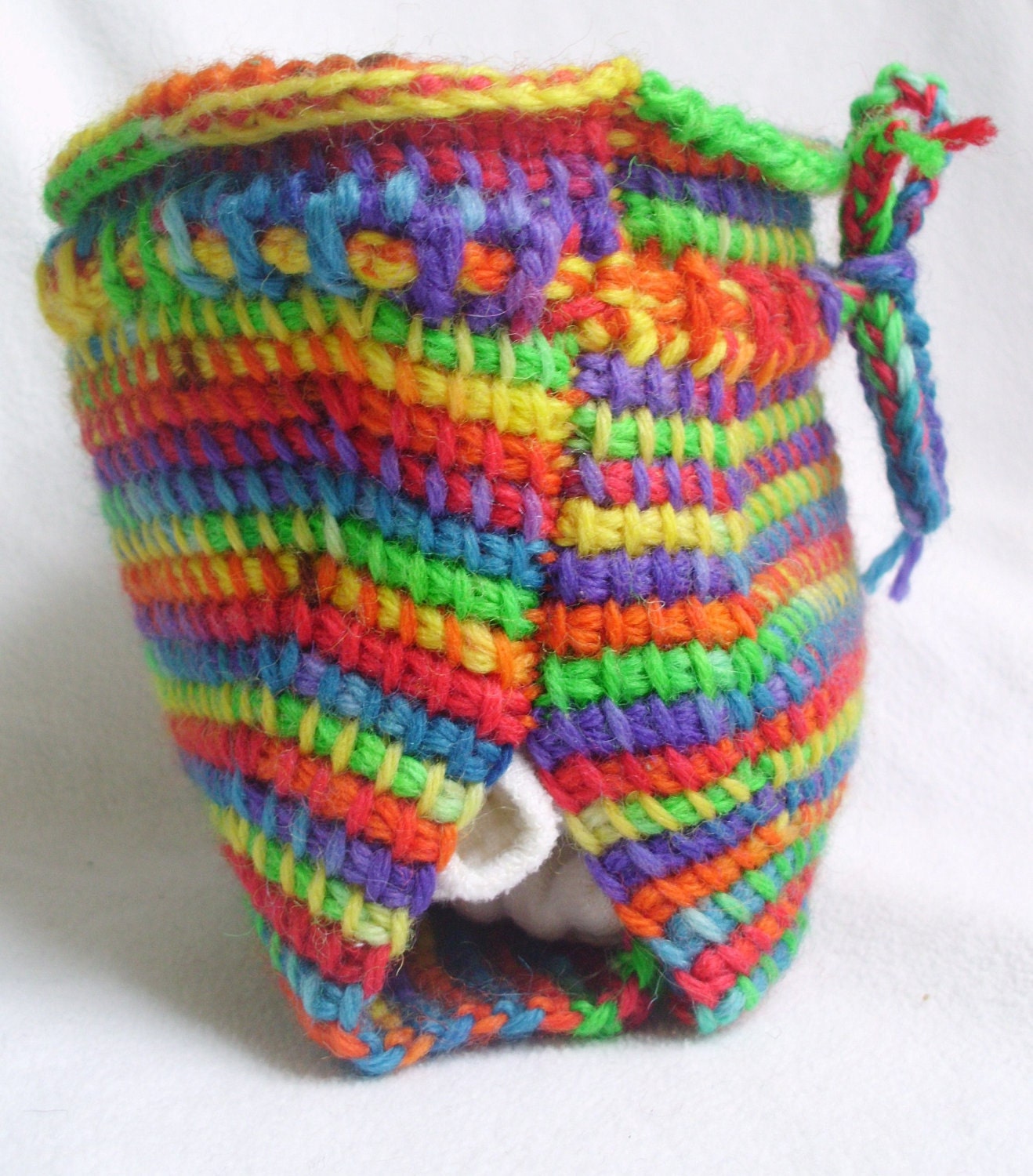 crochet wool diaper cover soaker rainbow tie dye- size small