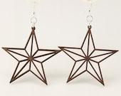 Nautical Cut Out Star - Laser Cut Wood Earrings