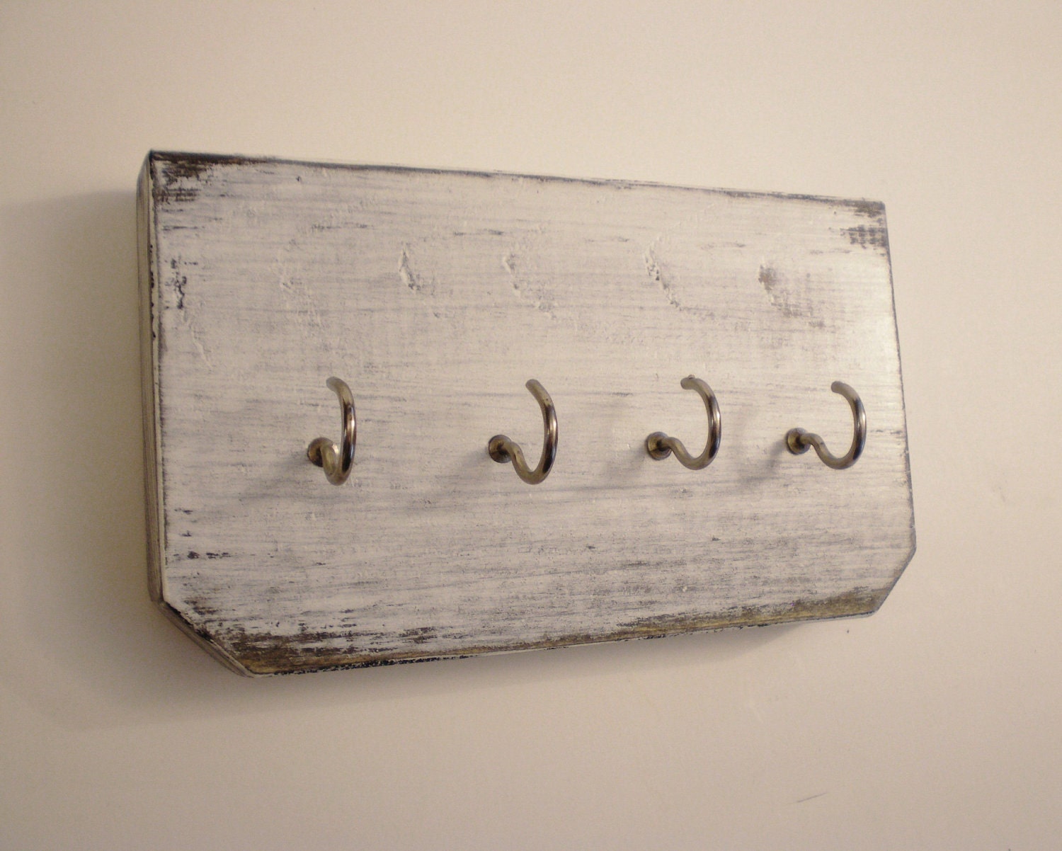 Primitive key or jewelry holder-shabby chic in Antique White