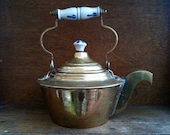 Vintage English Brass Kettle, with Ceramic Handle