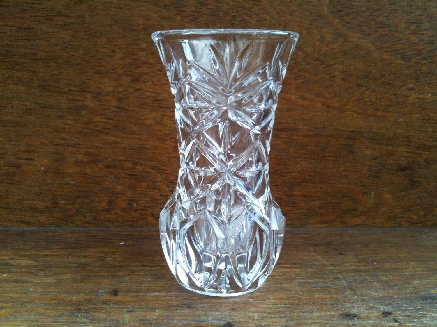 Vintage English Small Bud Lead Crystal Glass Vase by